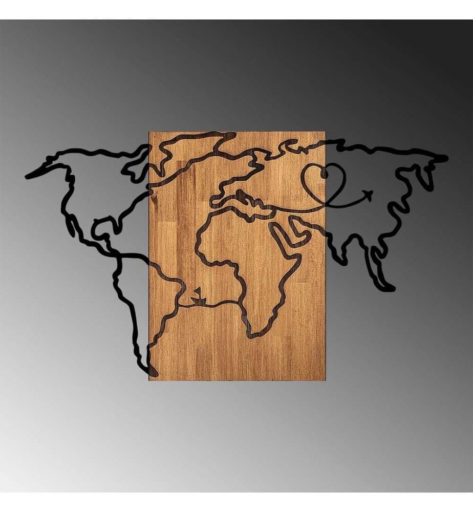 Dekoratives Wandaccessoire aus Holz, Schwarznuss, 50% Holz - 50% Metall