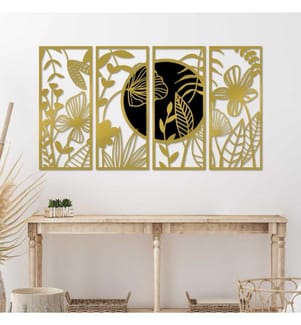 Dekorativer Wandschmuck aus Holz, Schwarz, Gold, 100% Holz - Metall