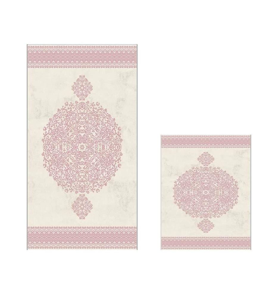 Bathmat Set, 2 Pieces, Powder, 100% Polyester, Non-Slip Underside