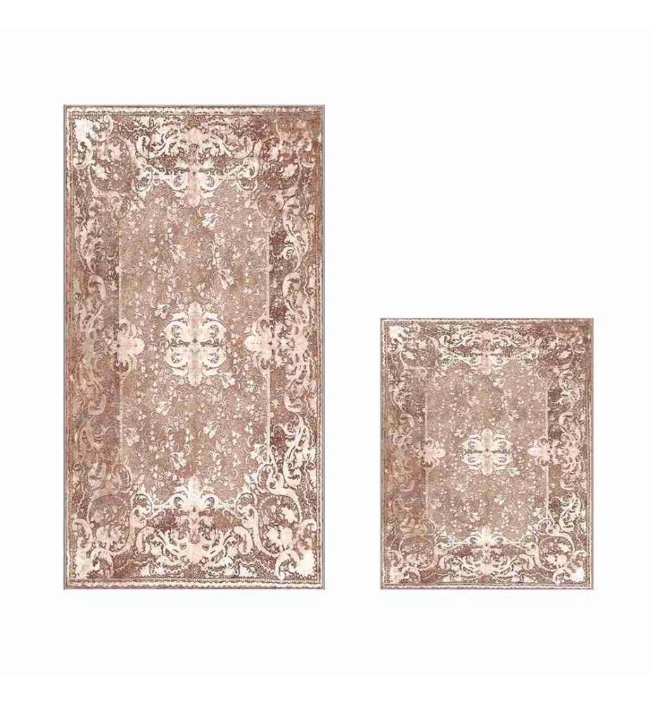 Bathmat Set, 2 Pieces, Powder, 100% Polyester, Non-Slip Underside
