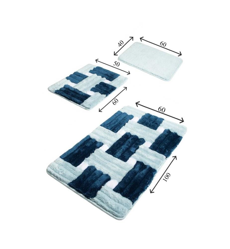 Set di tappetini da bagno in acrilico, 3 pezzi, Multicolore, 100% acrilico