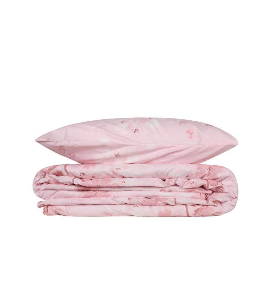 Ranforce King Quilt Cover Set, Rosa Lachsweiss, Baumwolle Ranforce