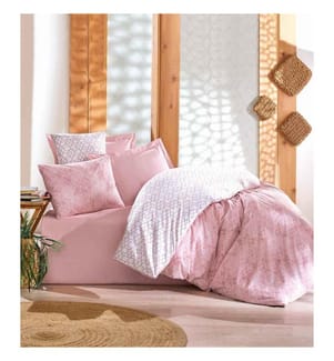 Ranforce King Quilt Cover Set, Rosa, 100% Baumwolle Ranforce