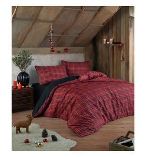 Super King Steppdeckenbezug Set , Rot, 65% Baumwolle - 35% Polyester