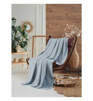 Couverture TV, bleu clair, 60% coton - 30% acrylique - 10% polyester