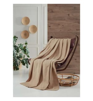 Couverture TV, Beige, 60% Coton - 30% Acrylique - 10% Polyester