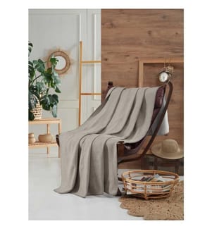 Couverture TV, Gris, 60% Coton - 30% Acrylique - 10% Polyester
