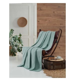 Couverture TV, Menthe, 60% Coton - 30% Acrylique - 10% Polyester