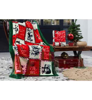 Couverture TV, Vert, Rouge, Crème, 100% Polyester