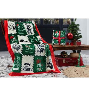 Couverture TV, Vert, Rouge, Crème, 100% Polyester