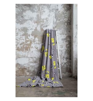 Couverture TV, jaune, gris, 100% polyester