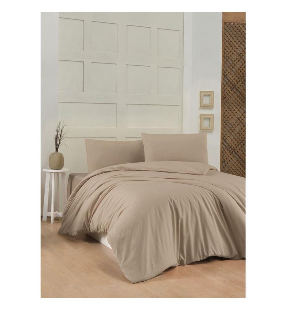 Ranforce King Quilt Cover Set, Beige, 100% Baumwolle Ranforce