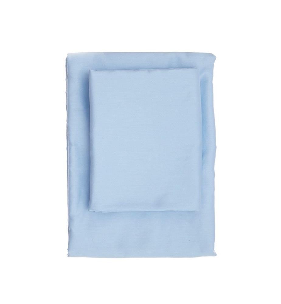 Satin-Doppelsteppbettbezug, Blau, 100% Baumwollsatin