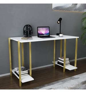 Bureau d'étude, blanc doré, panneau de particules mélaminé