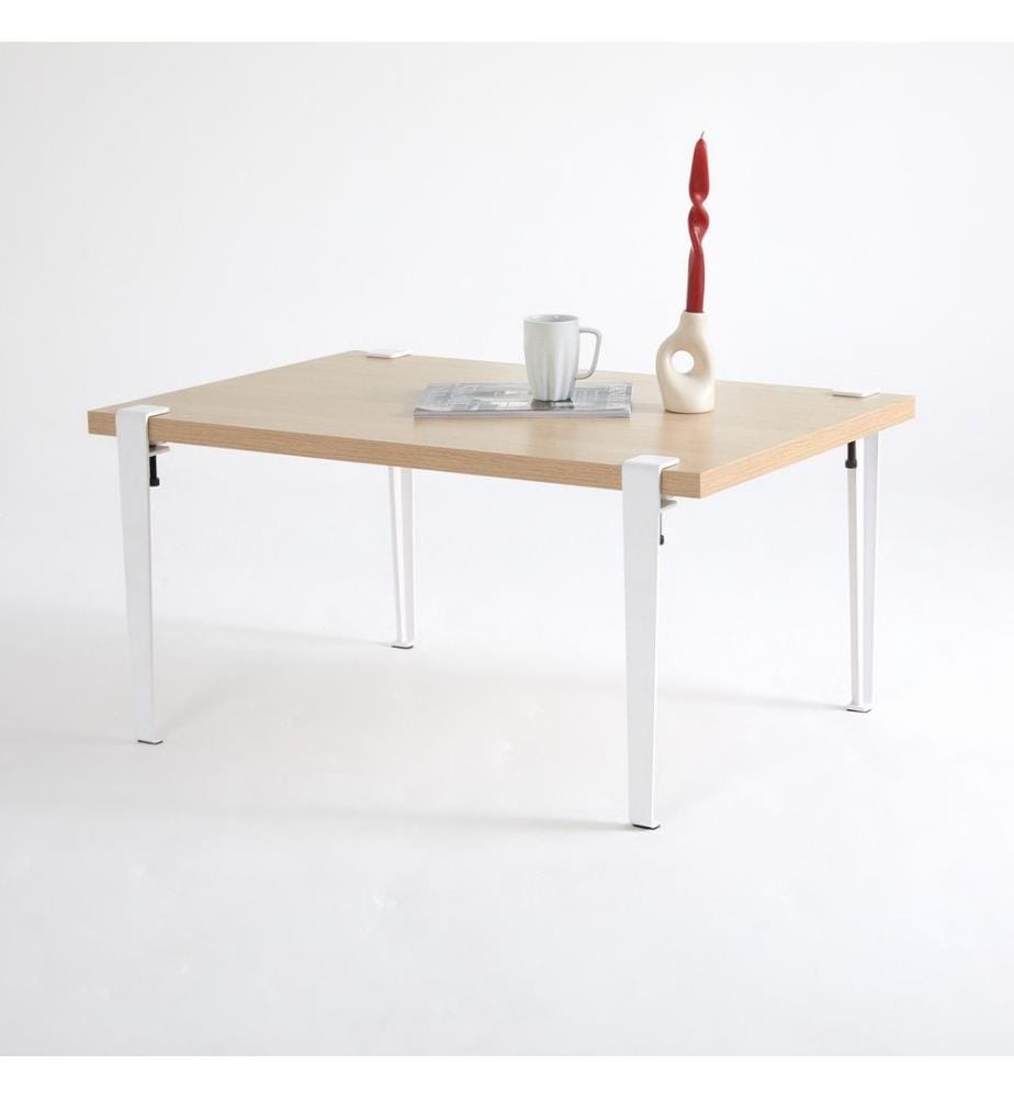 Table basse, bois blanc, panneau de particules mélaminé
