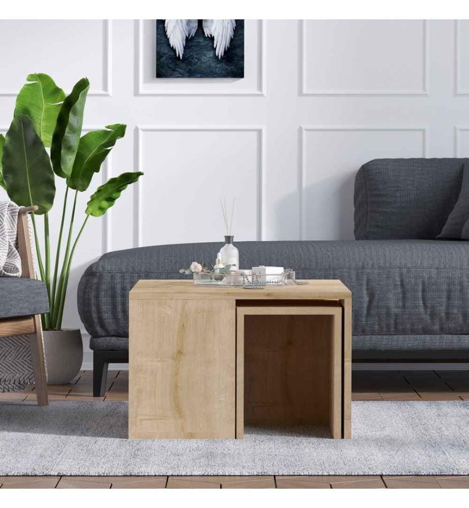 Couchtisch-Set, Eiche Saphir, Melaminharzbeschichtete Spanplatte