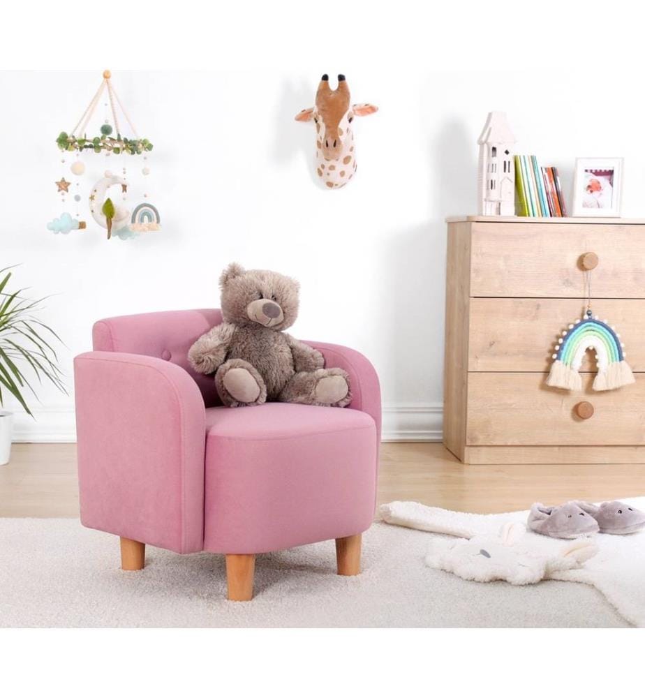 Chaise à oreilles pour enfant, rose, coton