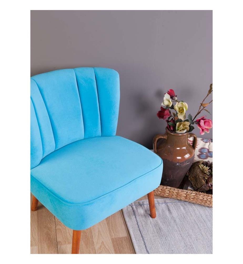 Wing Chair, Turquoise, Solid Wood Frame, Polyester Fabric