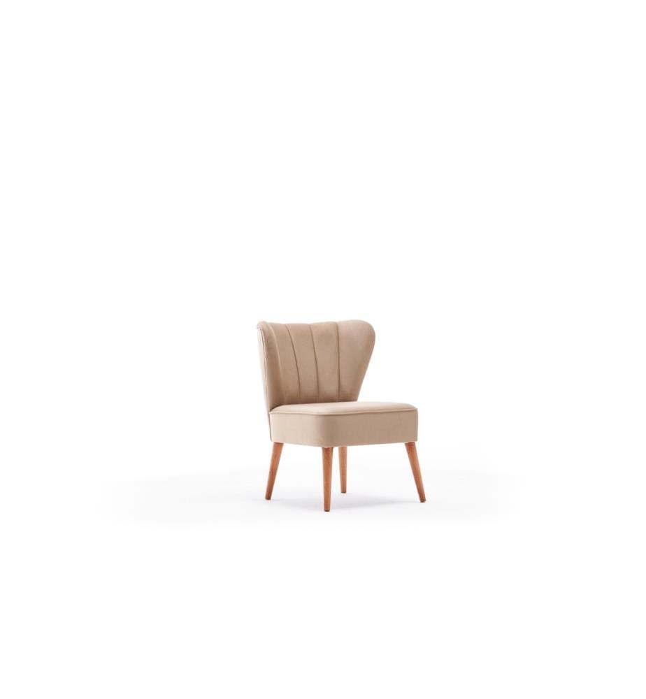 Wing Chair, crème, châssis en hêtre, tissu en polyuréthane, acrylique et polyester