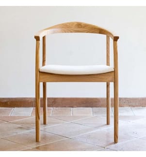 Chaise, noyer, bois de hêtre, assise en tissu Linnen