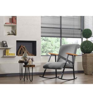 Rocking Chair, Grey, Structure en métal, Tissu en tricot de polyester doublé de coton Matière du tissu