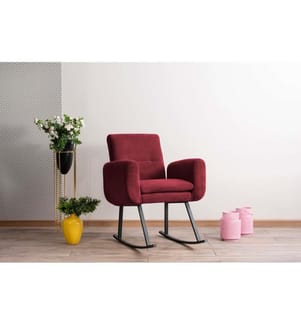 Rocking Chair, Maroon, structure en métal, tissu en polyestère