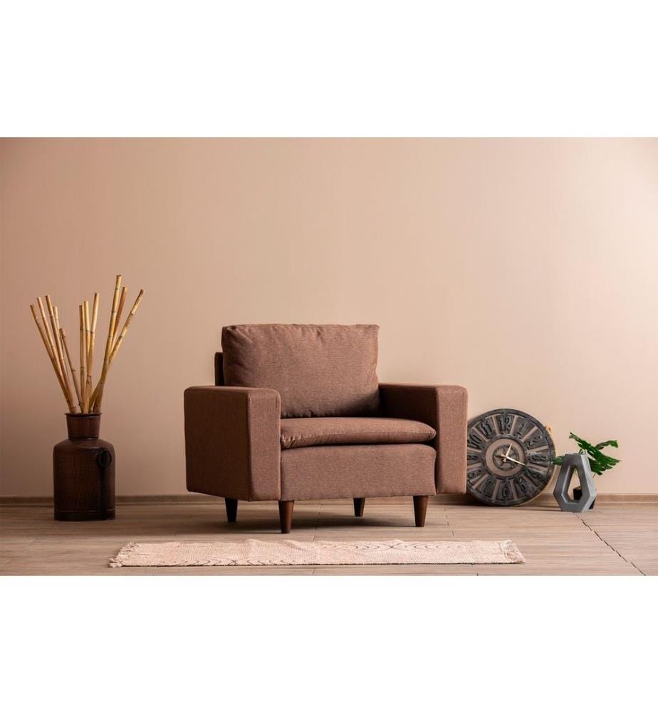 Wing Chair, Light Brown, structure métallique, tissu polyester