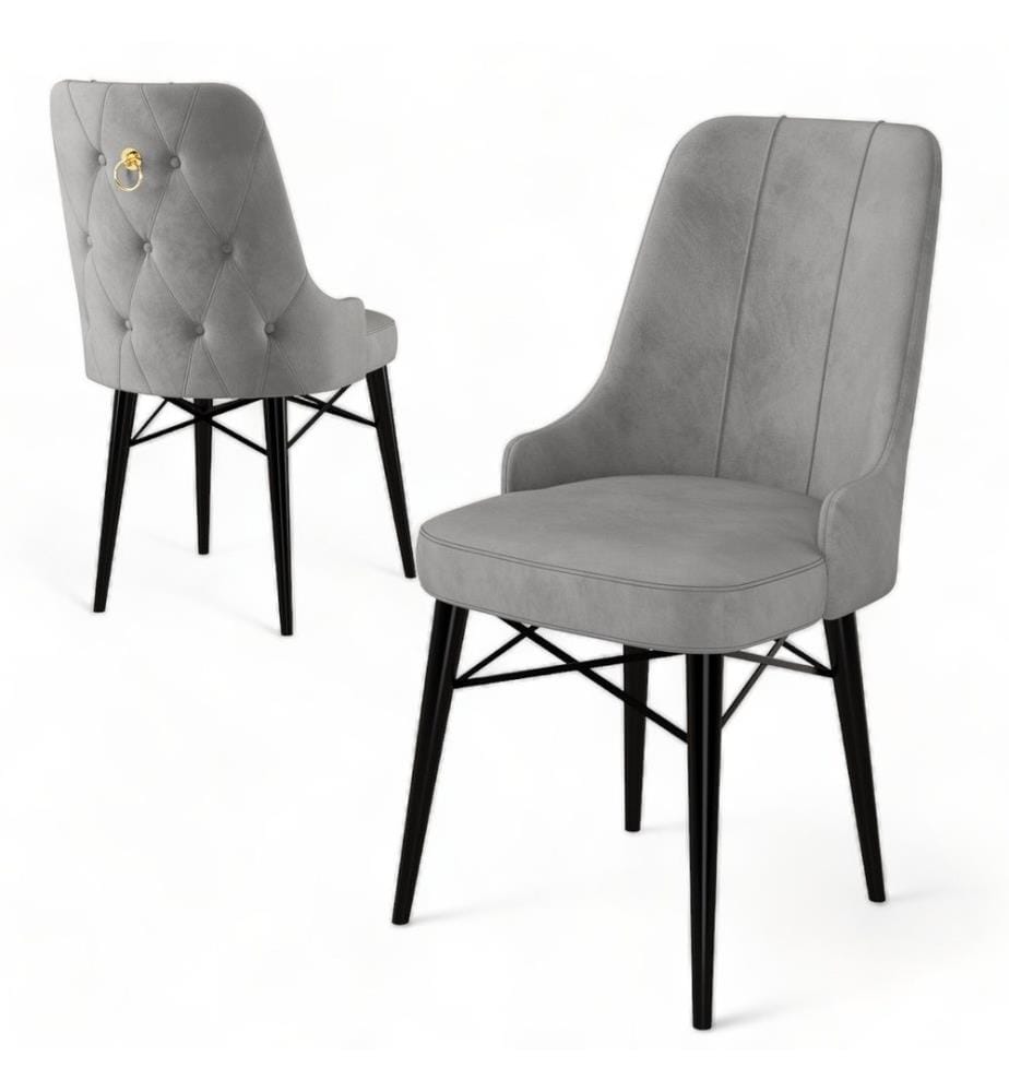 Ensemble de chaises, 6 pièces, gris, noir, cadre : Métal, Tissu : Babyface