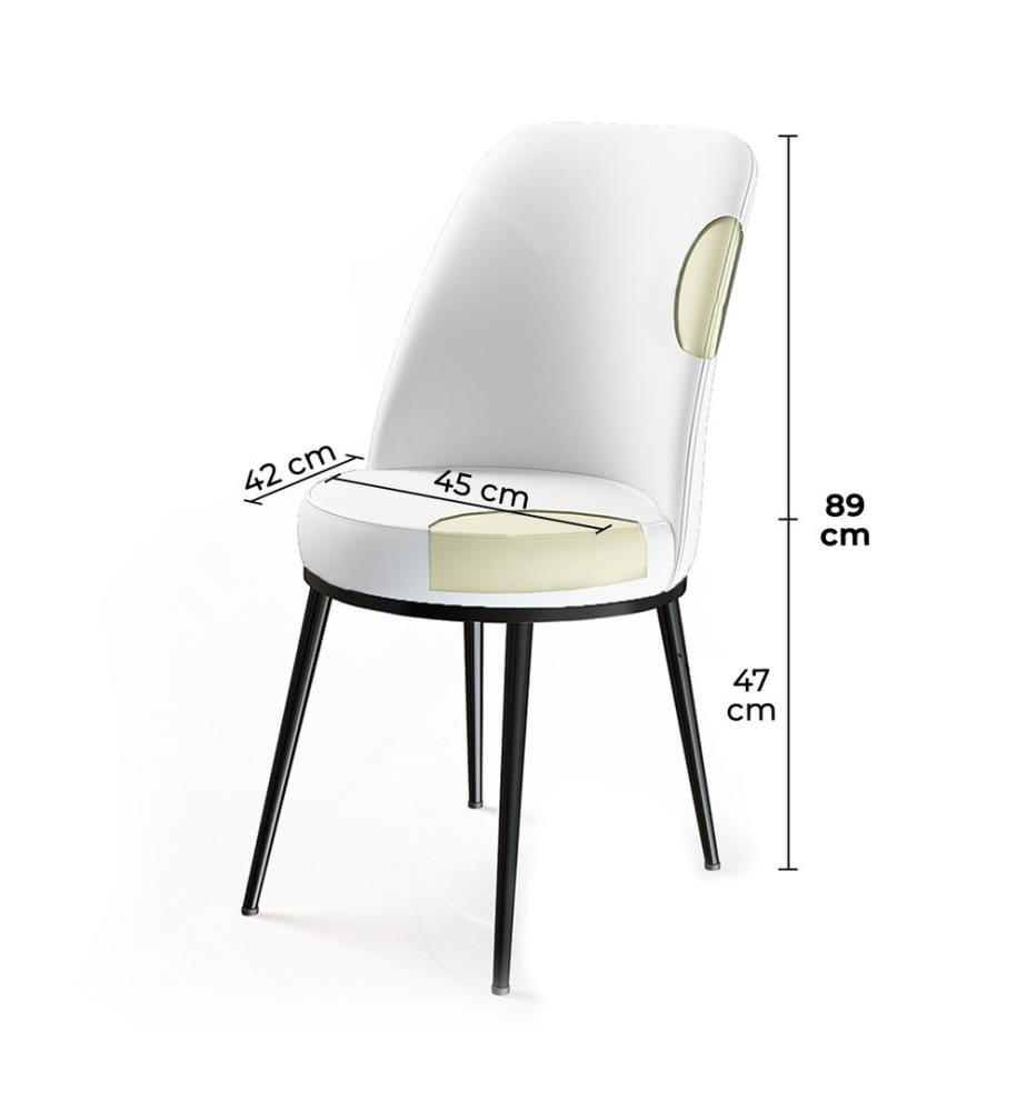 Ensemble de chaises, 4 pièces, cappuccino, blanc, cadre : Métal, Tissu : Babyface
