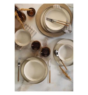 Tafelservice, 12-teilig, Creme, Porzellan