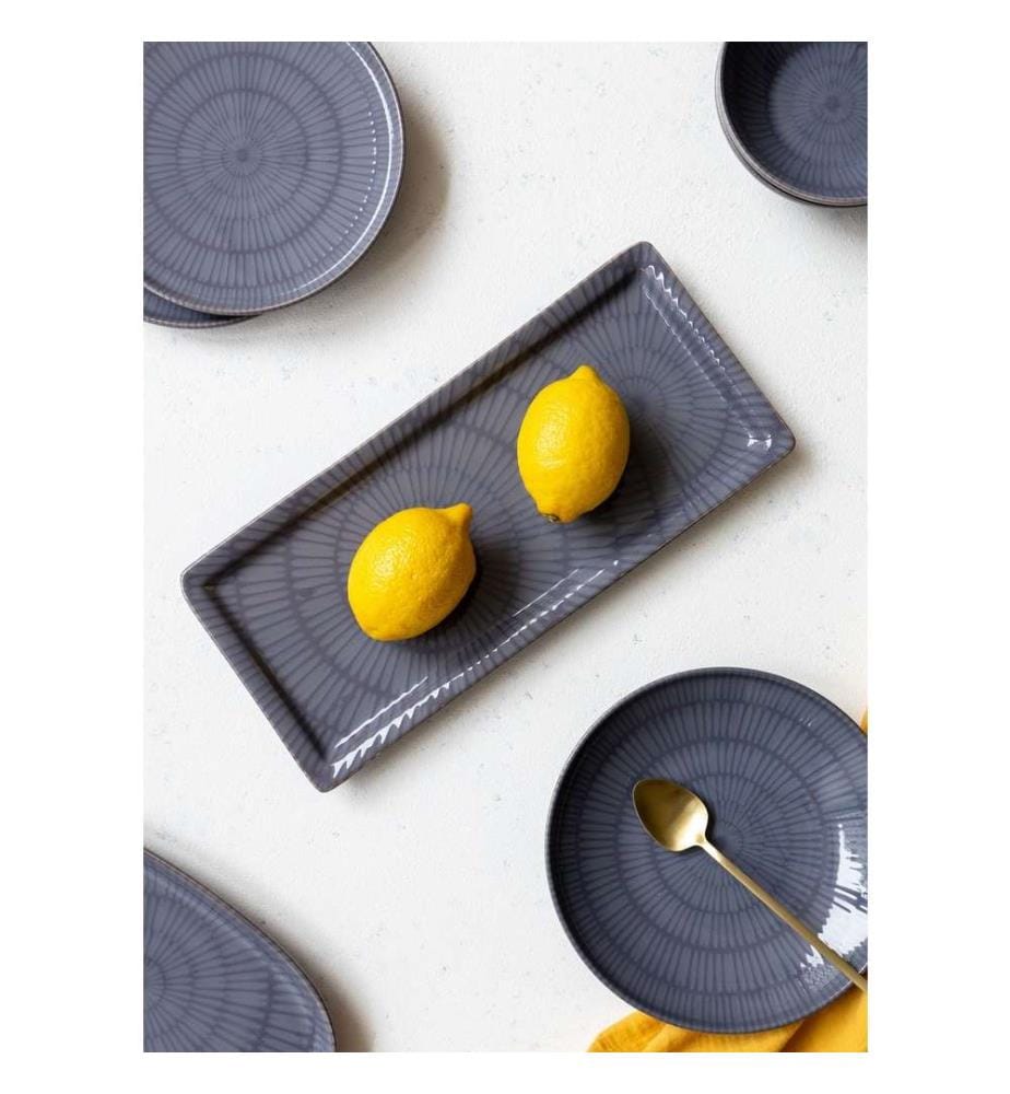 Servierplatte, Grau, 100% Keramik