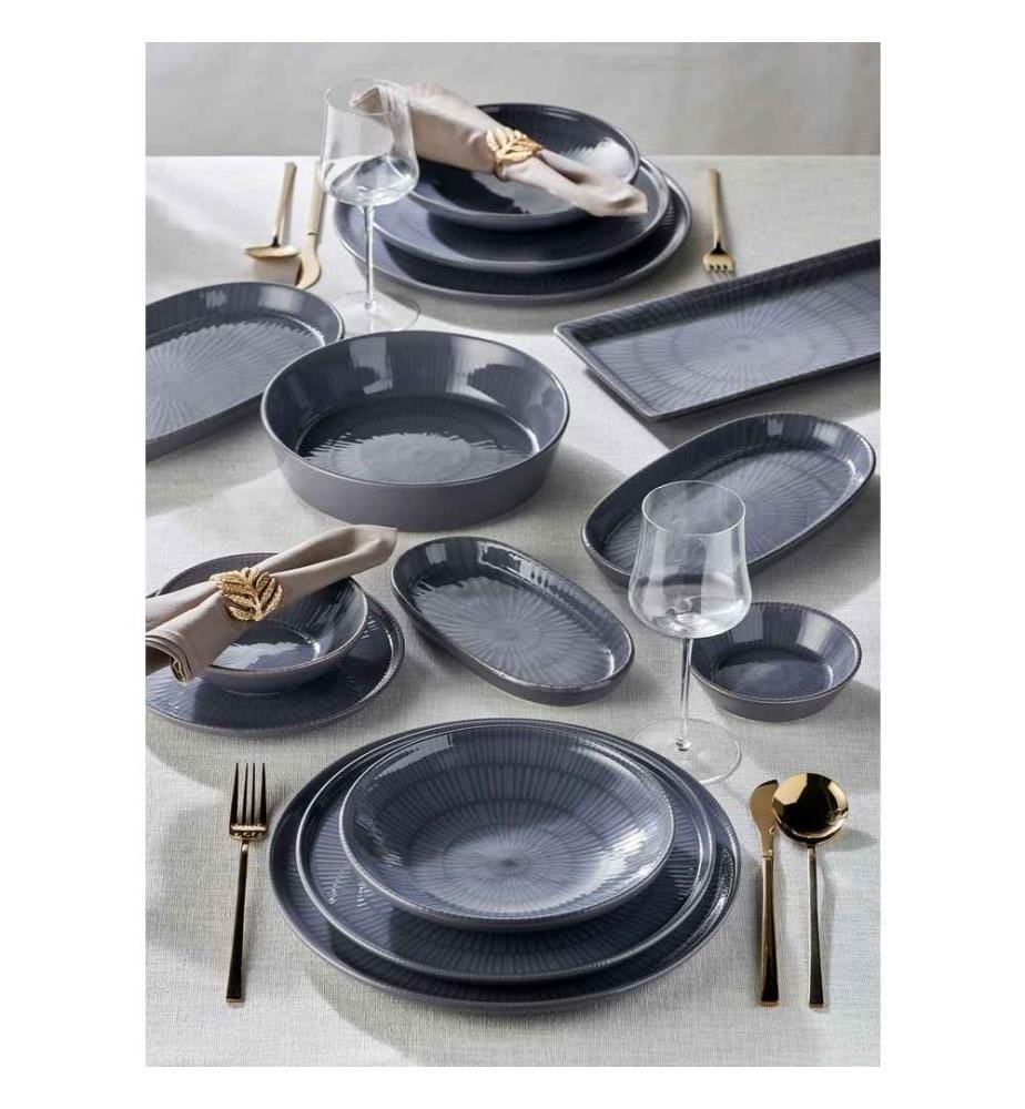 Servierplatte, Grau, 100% Keramik
