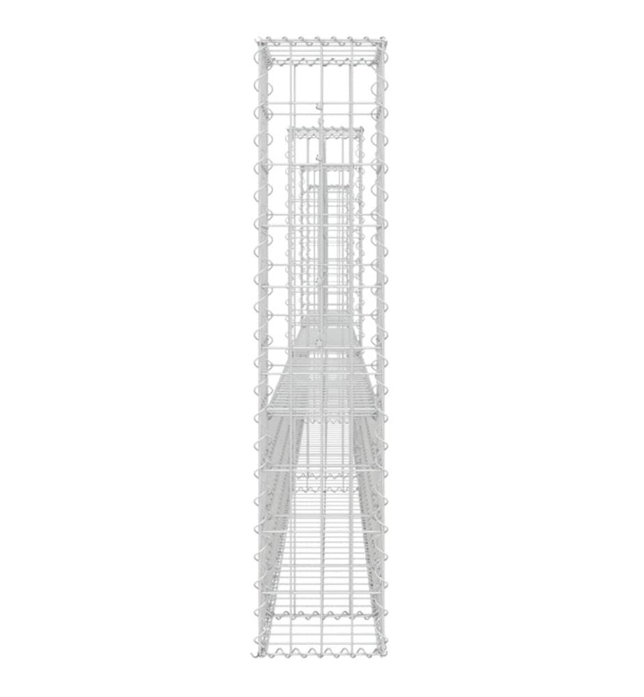 Gabionenkorb U-Form mit 4 Säulen Eisen 380x20x100 cm
