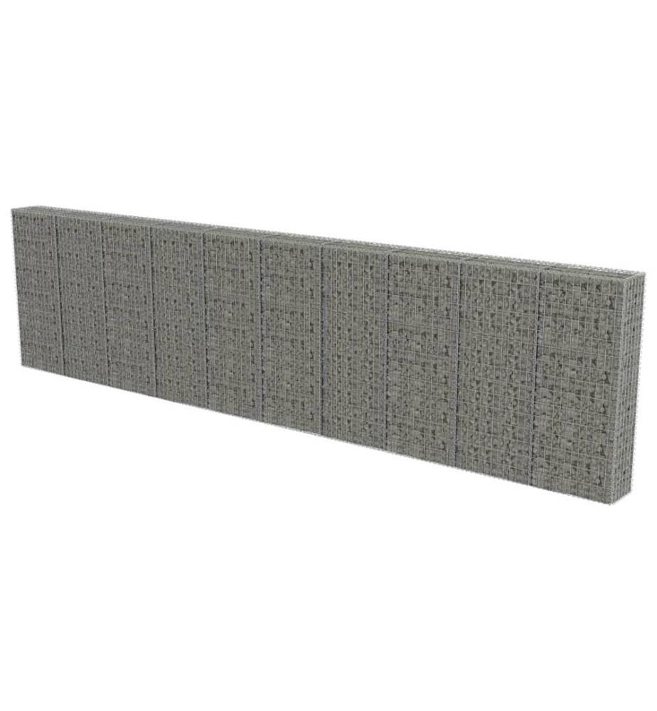 Gabionenwand mit Abdeckung Verzinkter Stahl 600×30×150 cm