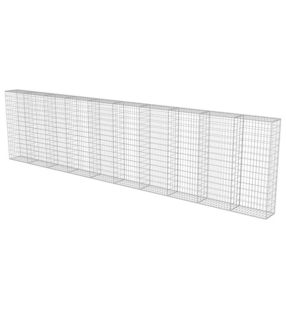 Gabionenwand mit Abdeckung Verzinkter Stahl 600×30×150 cm