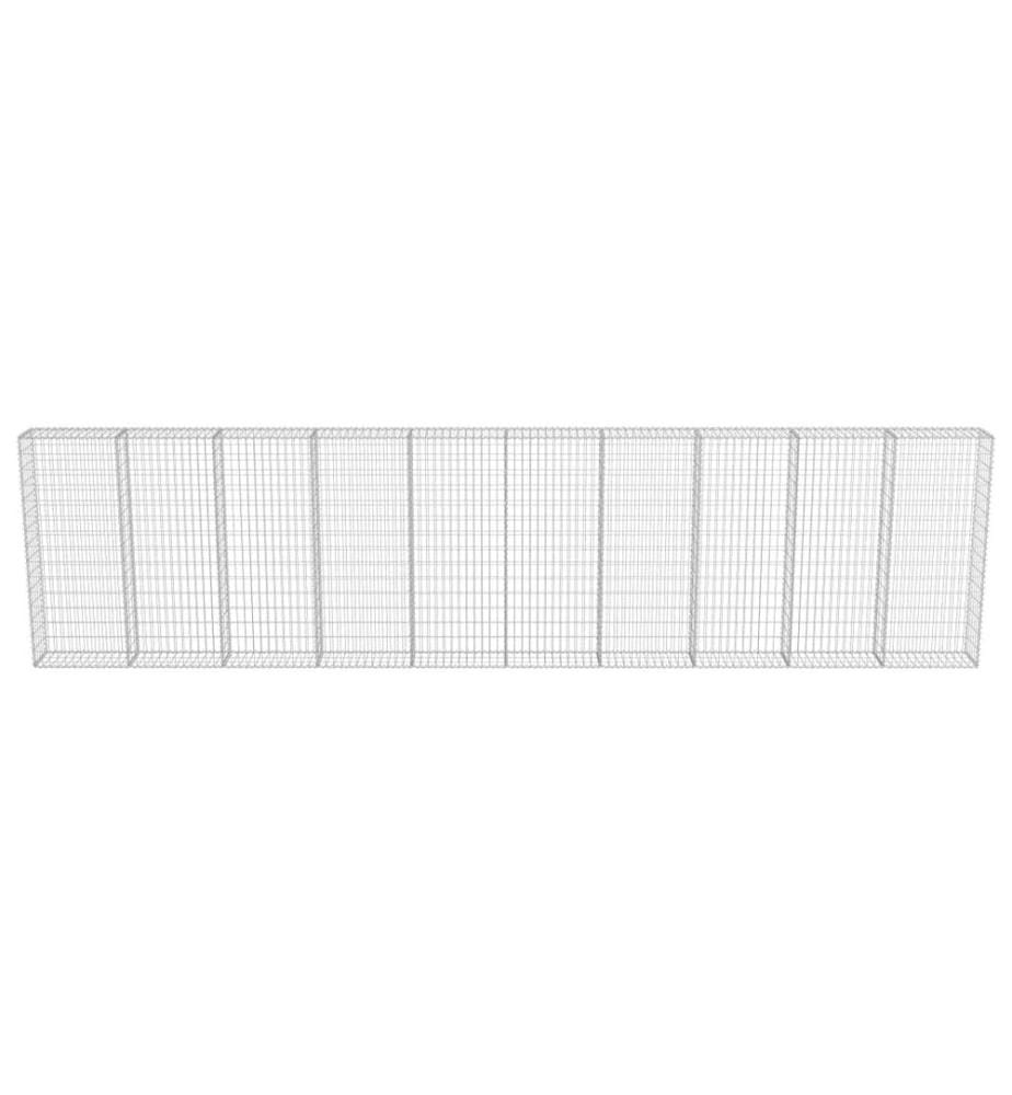 Gabionenwand mit Abdeckung Verzinkter Stahl 600×30×150 cm