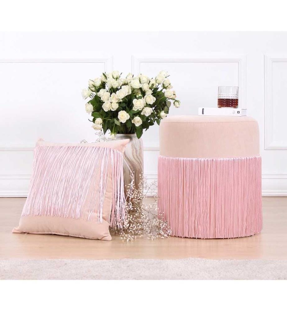 Pouf, rose, velours