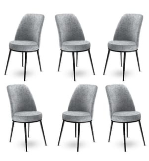 Barhocker Set , 6 Stück, Grau, Schwarz, Gestell: Metall, Stoff: Babyface