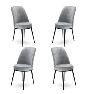 Barhocker Set , 4 Stück, Grau, Schwarz, Gestell: Metall, Stoff: Babyface