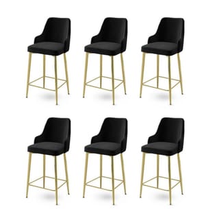 Barhocker Set , 6 Stück, Schwarz, Gold, Gestell: Metall, Stoff: Babyface