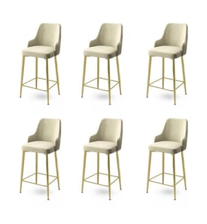 Barhocker Set , 6 Stück, Creme, Gold, Gestell: Metall, Stoff: Babyface