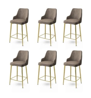 Barhocker-Set , 6-teilig, Cappuccino, Gold, Gestell: Metall, Stoff: Babyface