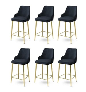 Barhocker-Set , 6-teilig, Anthrazit, Gold, Gestell: Metall, Stoff: Babyface