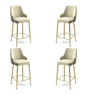 Barhocker-Set , 4 Stück, Creme, Gold, Gestell: Metall, Stoff: Babyface