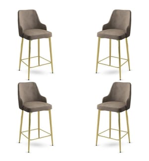 Barhocker-Set , 4 Stück, Cappuccino, Gold, Gestell: Metall, Stoff: Babyface