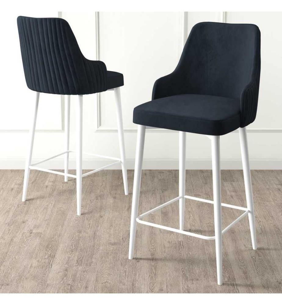 Barhocker-Set , 4 Stück, Anthrazit, Weiss, Gestell: Metall, Stoff: Babyface
