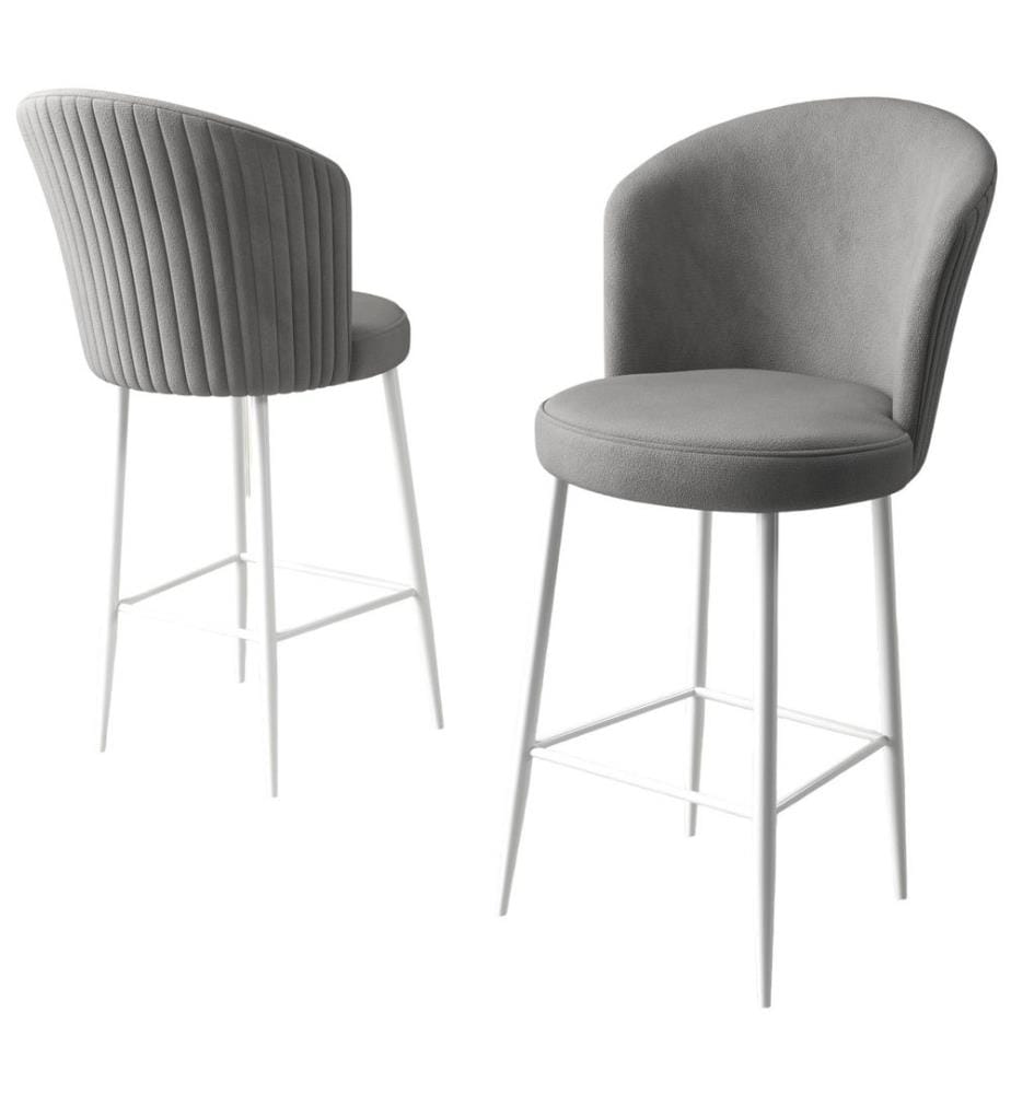 Barhocker-Set , 4 Stück, Grau, Weiss, Gestell: Metall, Stoff: Babyface