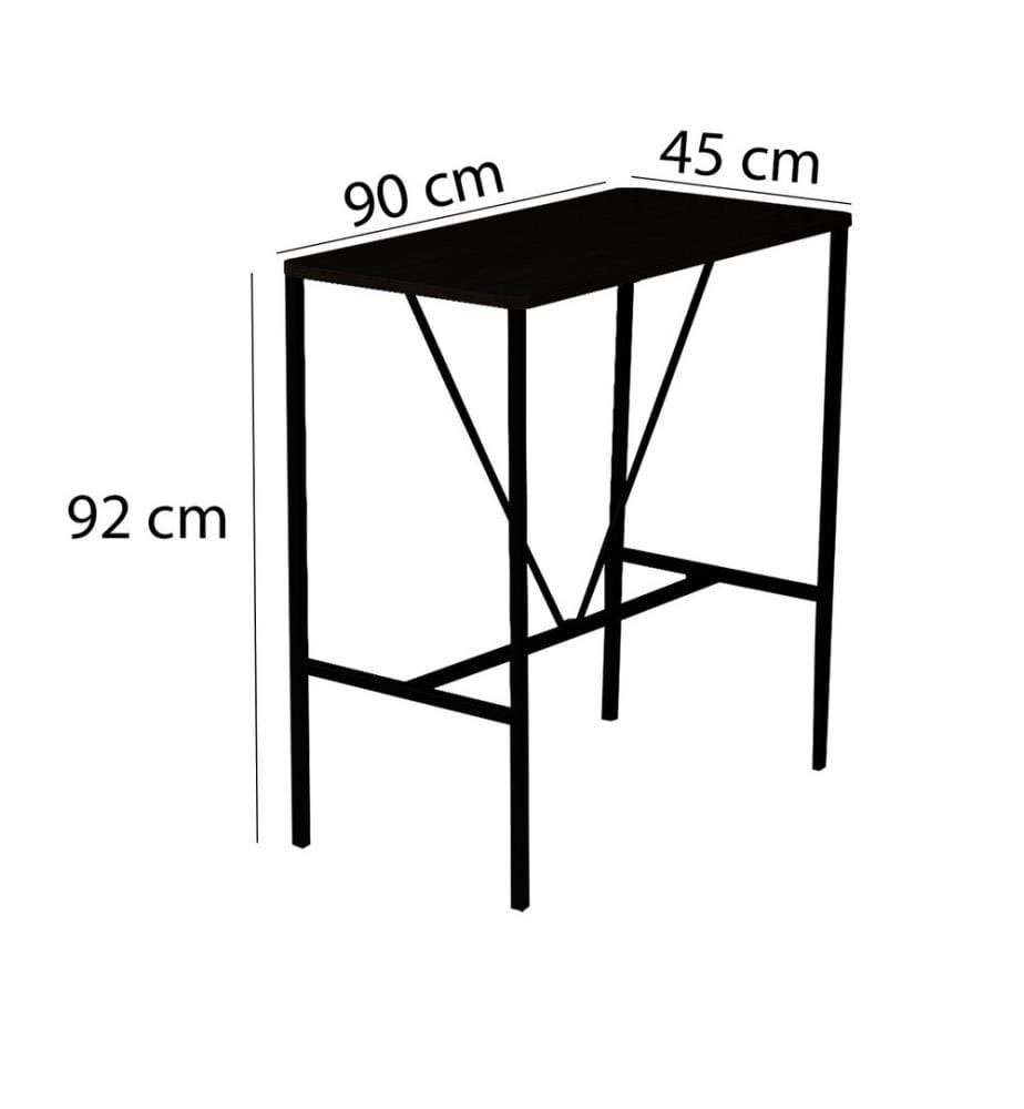 Bar Tisch & Hocker Set , 5 Stück, Nussbaum, Schwarz, Melaminbeschichtete Spanplatte, Gestell: Metall