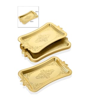 Plateau de service, 6 pièces, or, plastique
