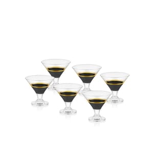 Set de coupes à glace, 6 pièces, noir et or, verre